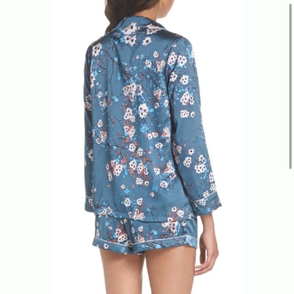 New Sam Edelman Silky Blue Floral Printed Pajamas - Picture 4 of 8